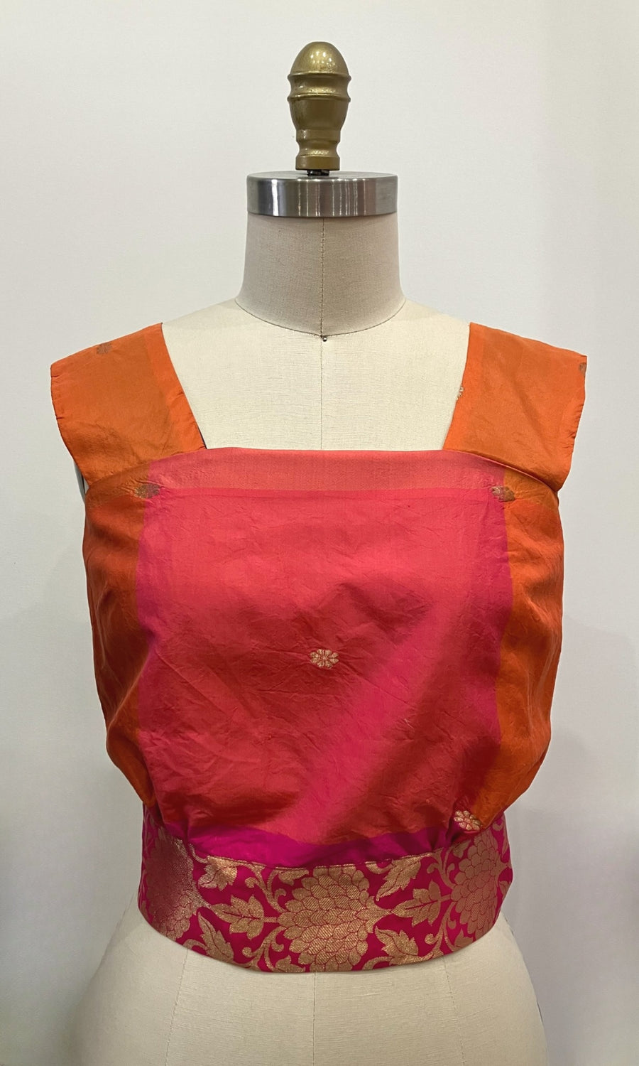 Pink & Orange Sari Apron Top, size Small