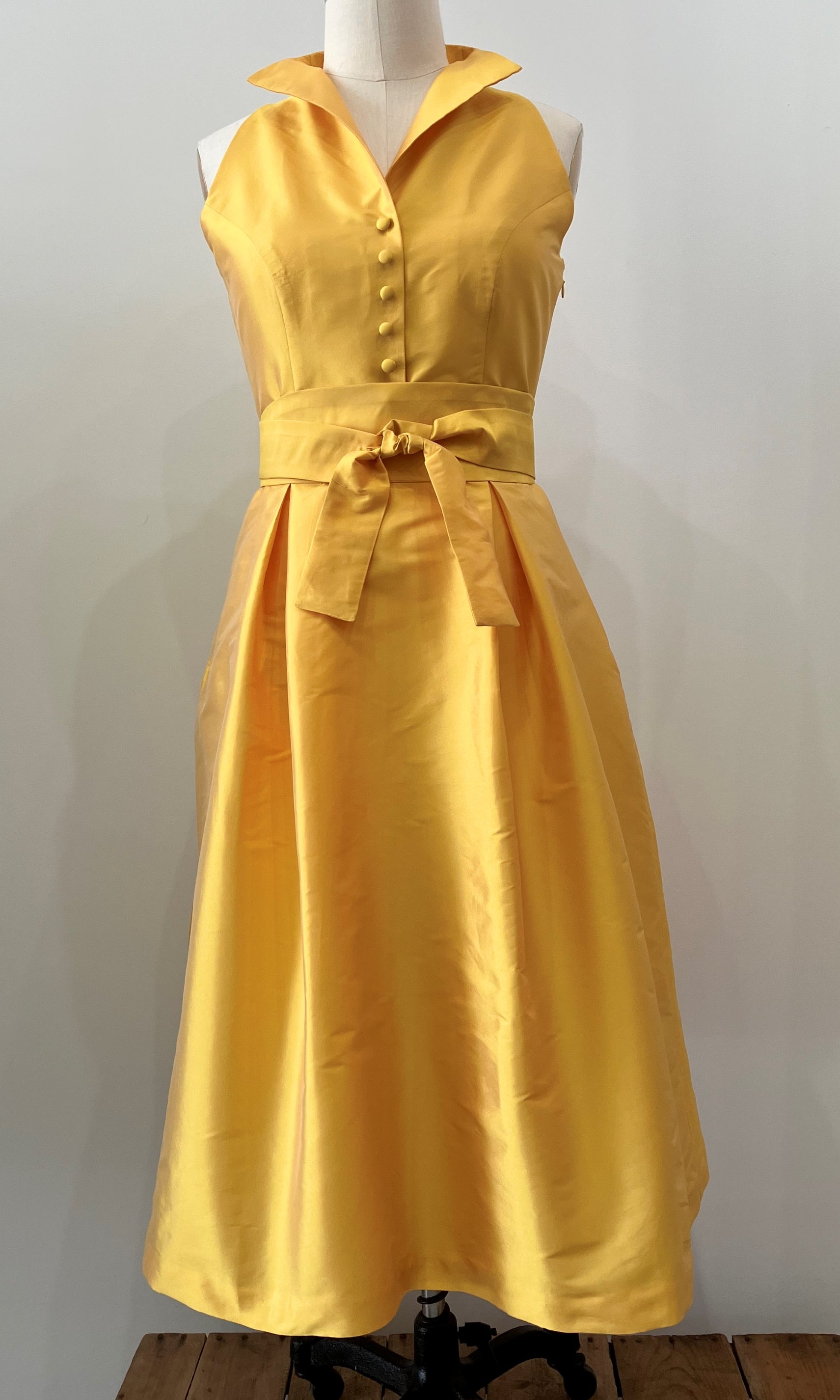 Yellow Satin Shirt Dress The Hammered Satin Shirt Dress