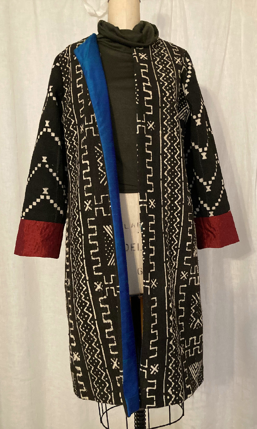 Black African Mud Cloth Coat