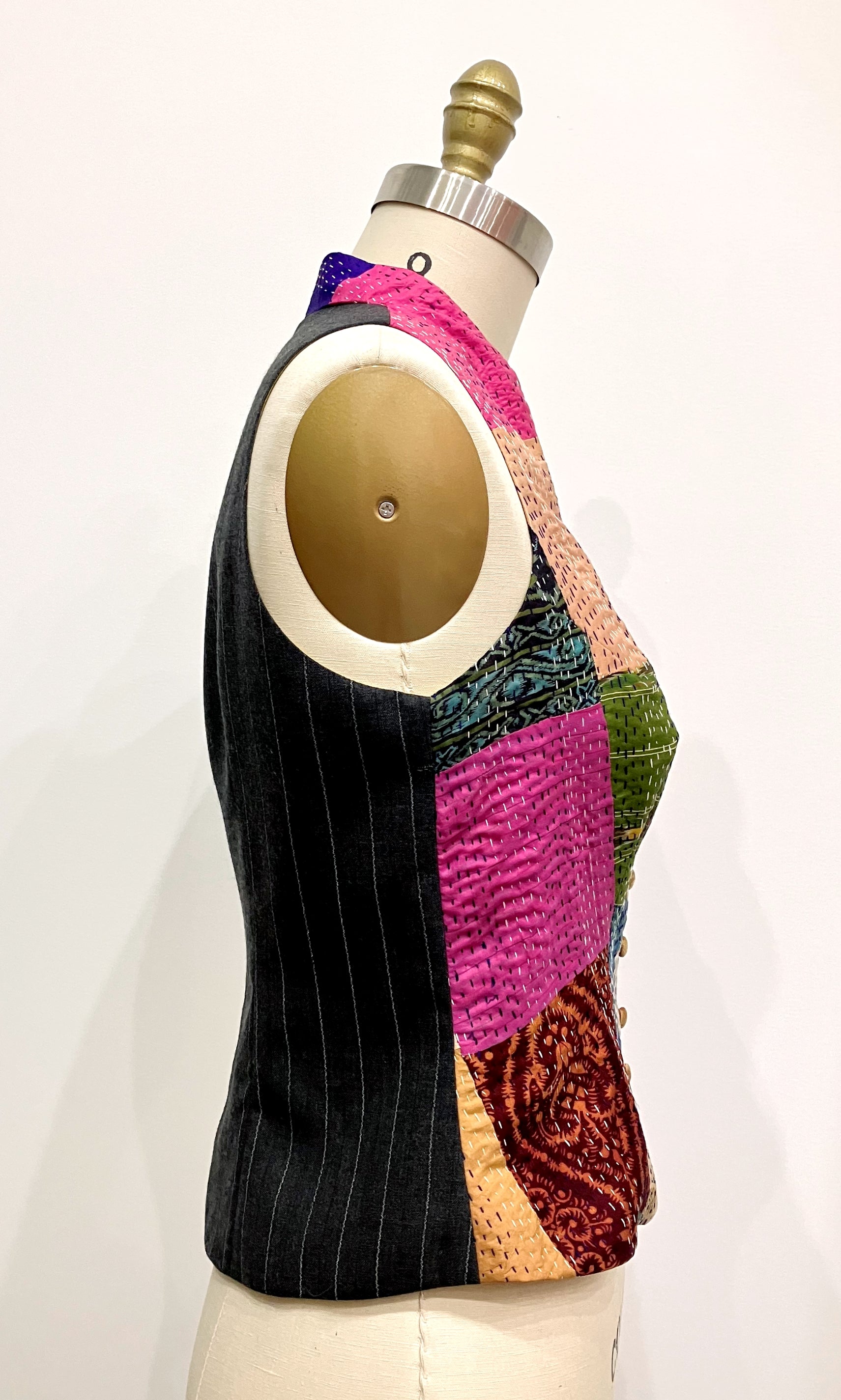 トップス kaval \"wool check patchwork needle\" vest Kantha Patchwork Vest by Mieko Mintz (Woven Vest) | Artful Home