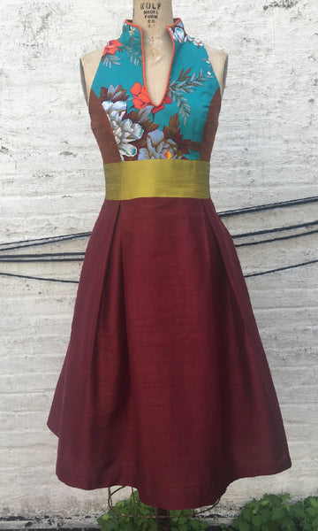 Asian-inspired Mixed Media Cocktail Dress, size Large