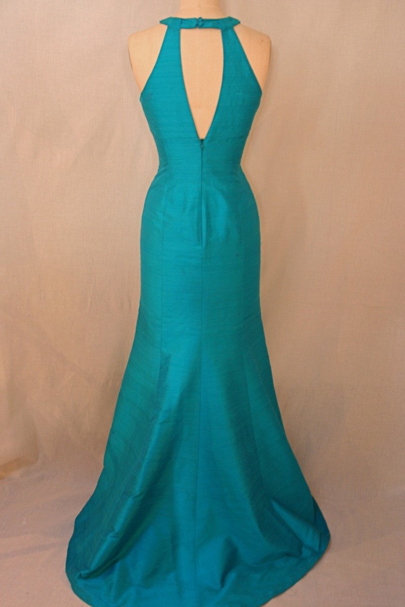Grecian Halter Long Shantung Trumpet Dress Grecian Halter Long Shantung Trumpet Dress