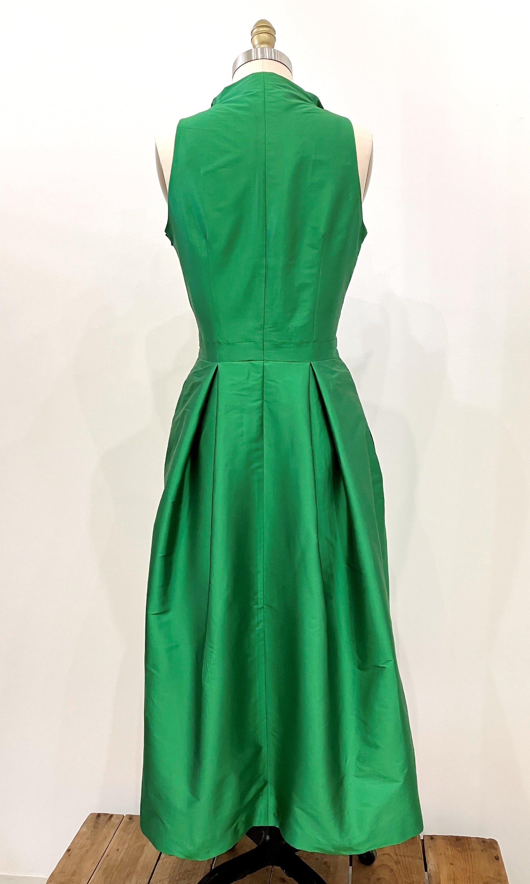 Kelly Green Taffeta Tea-length Shirtdress Kimera Kelly Green Taffeta Tea-length Shirtdress Kimera
