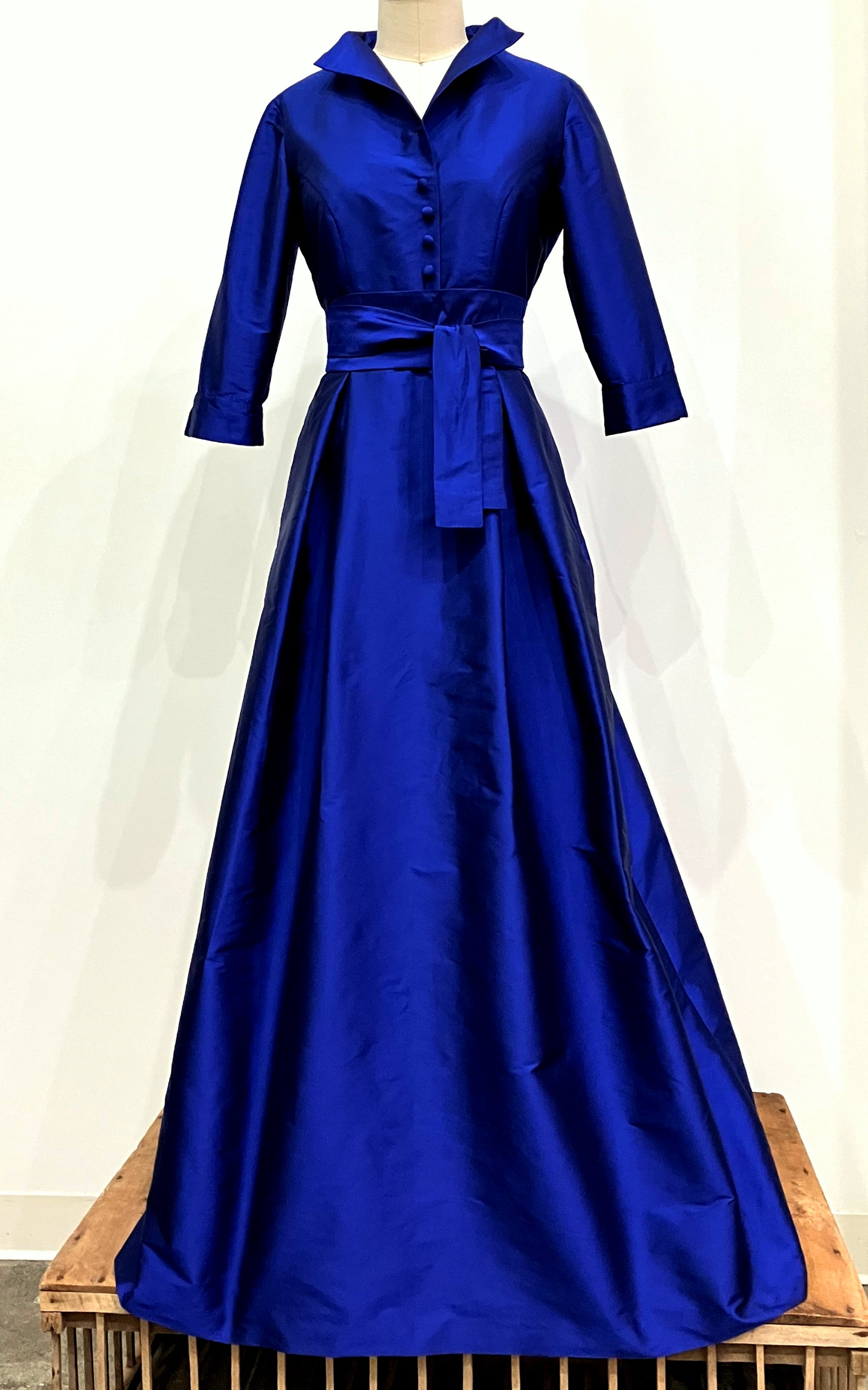 sapphire blue long sleeve dress Sapphire Full-length Shirtdress – Kimera