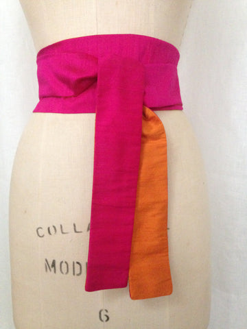 Hot Pink/Orange Reversible Obi Sash