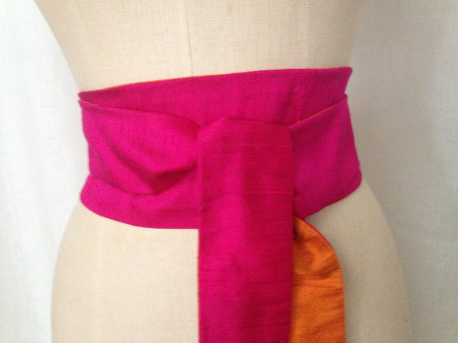 Hot Pink/Orange Reversible Obi Sash