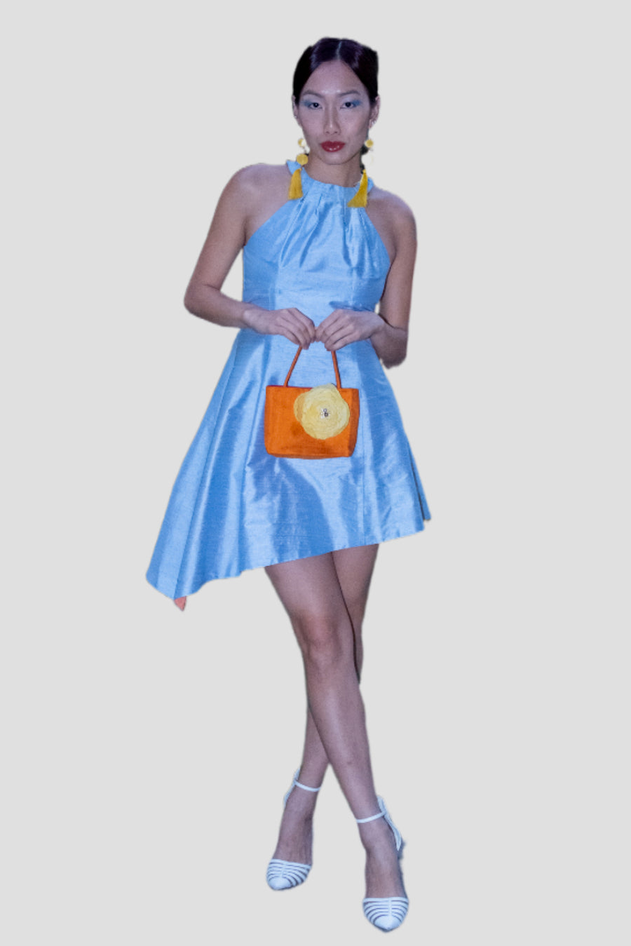 Sky Blue Grecian Halter Mini Dress, size X-small Kimera Sky Blue Grecian Halter Mini Dress, size X-small Kimera