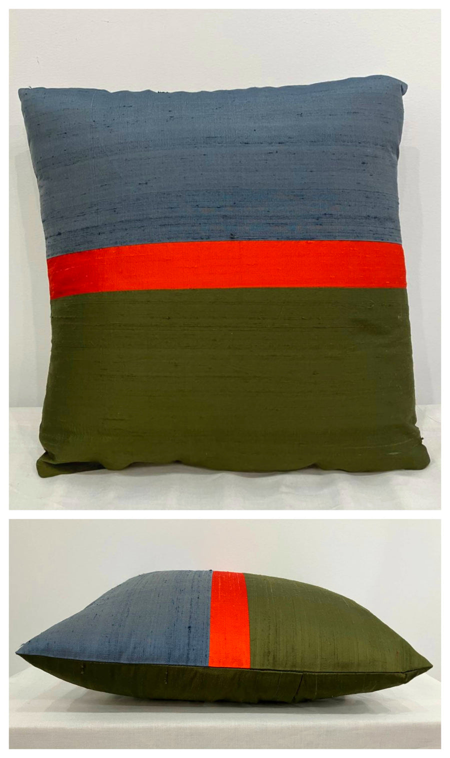 Tri-color Shantung Pillow Cover