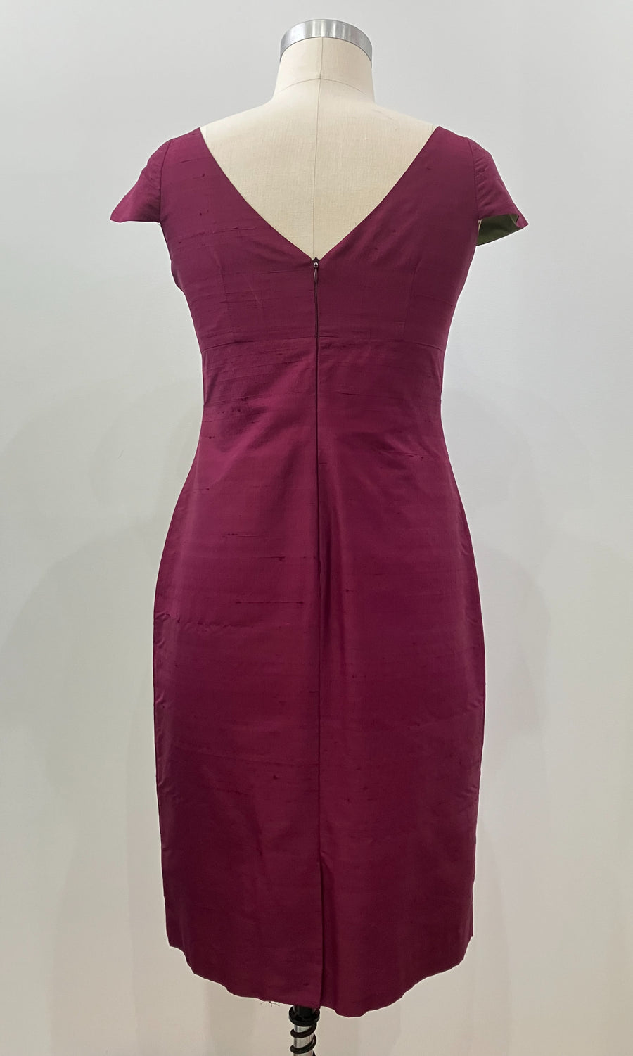 Wine Cap-sleeve Sheath Dress, size Large