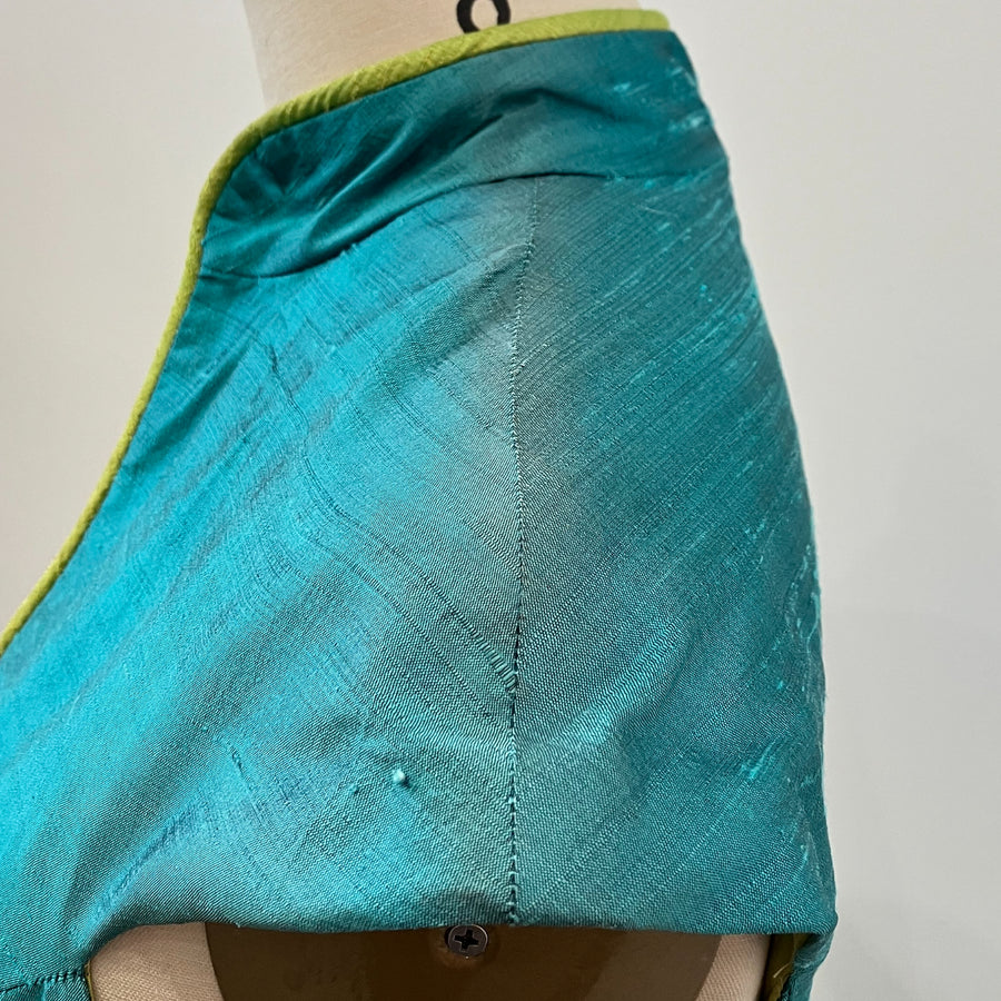 Turquoise Cap-sleeve Cheongsam Dress, size Medium