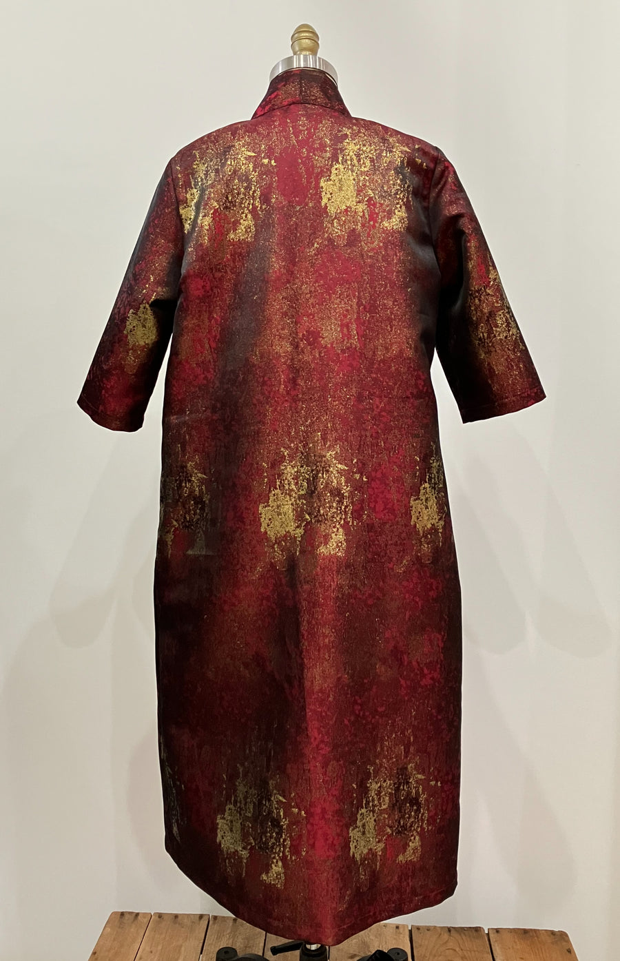 Burgundy &  Gold Brocade Kimono