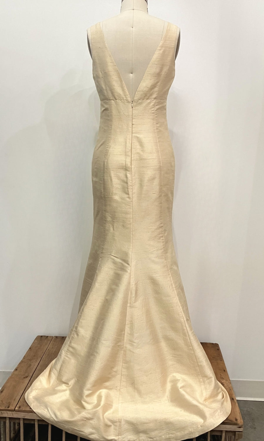 cream satin wedding dress Sheath Satin Wedding Dress Ivory Backless Minimalist Wedding Gown AWD1988