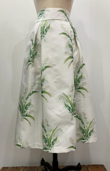 Floral Jacquard Tea-length Skirt