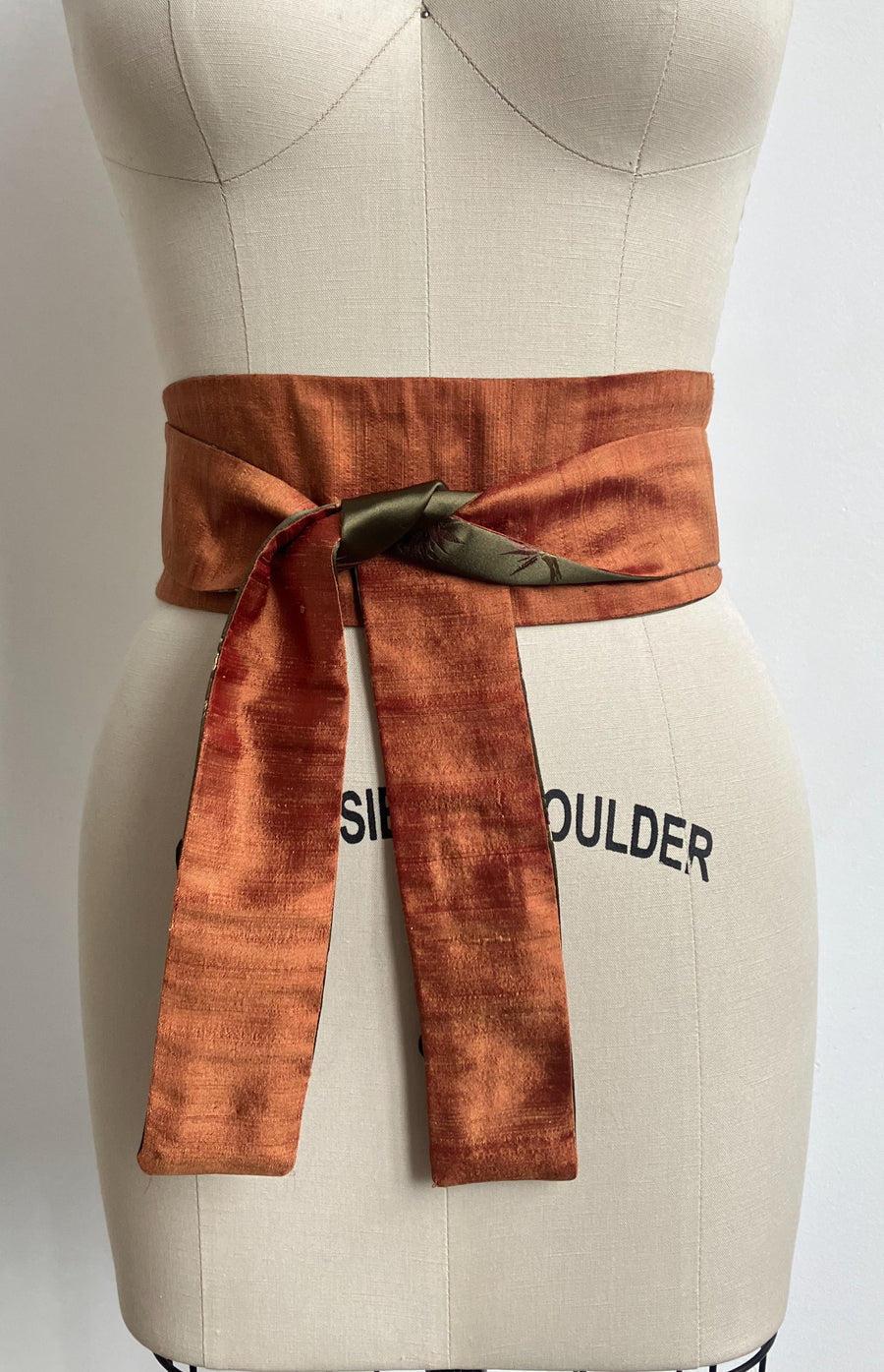 Olive Asian Brocade Obi Sash