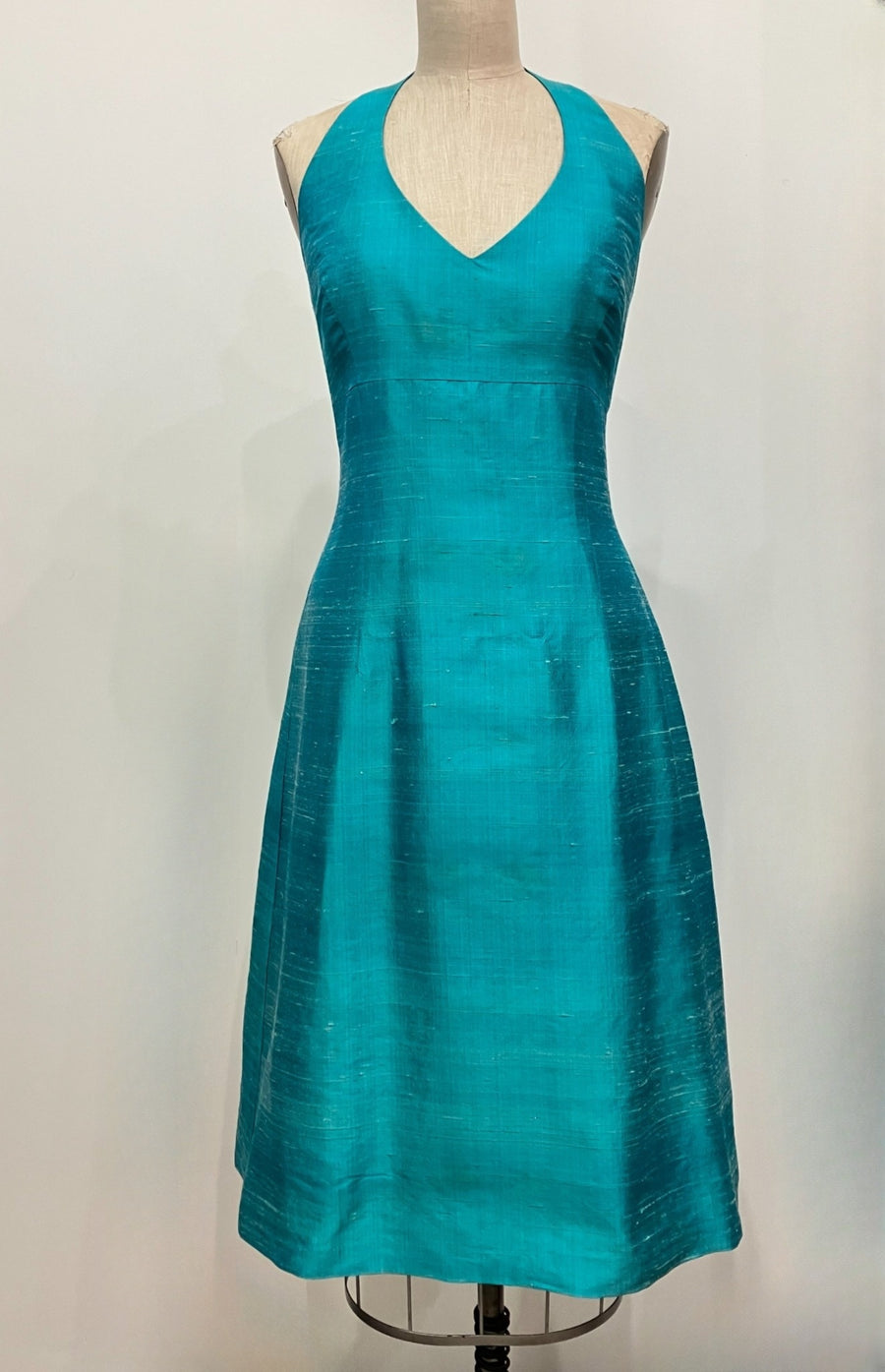 Turquoise Halter A-line Dress, size Medium