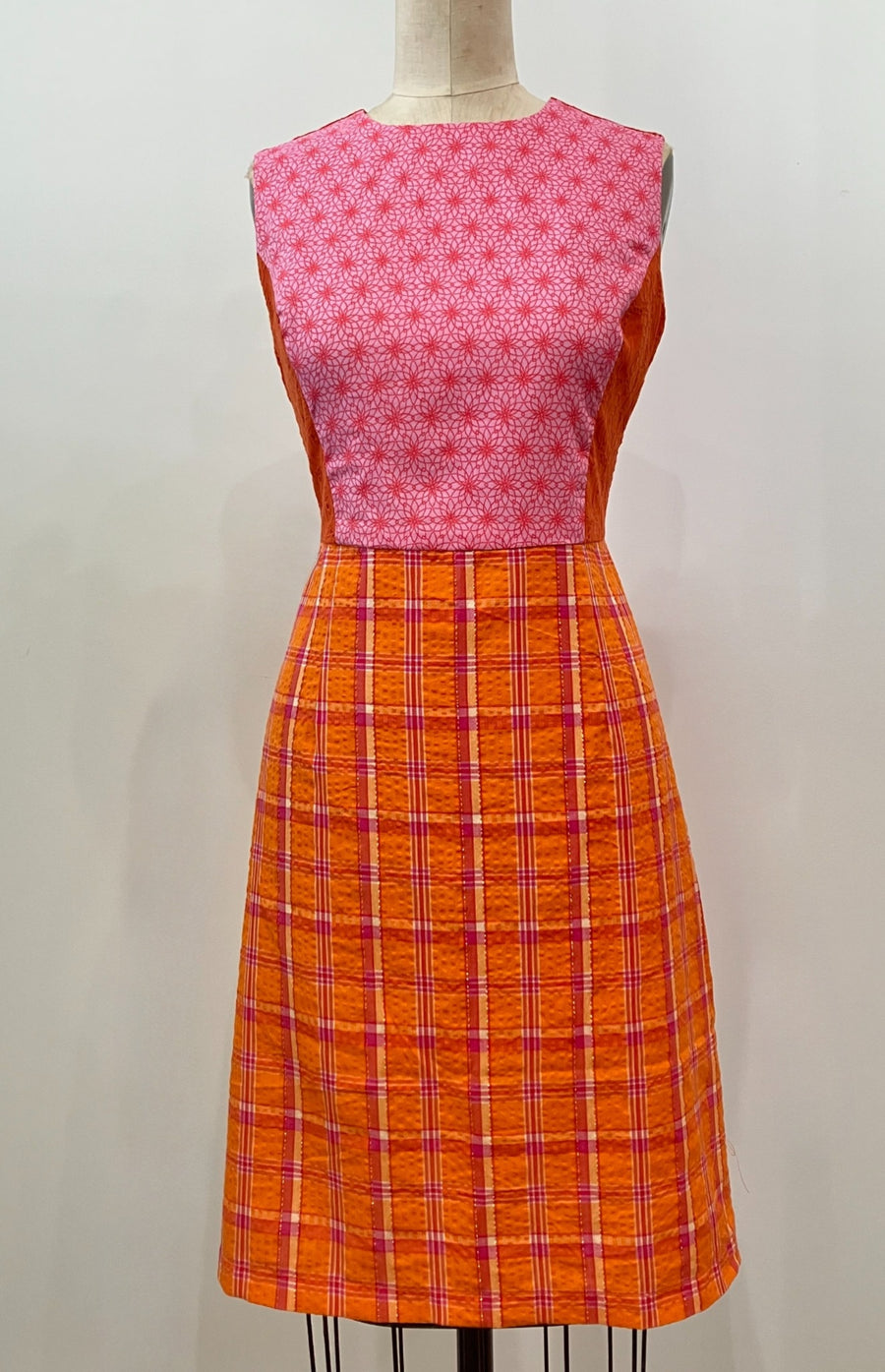 Orange & Pink Mixed Media Dress, size Small