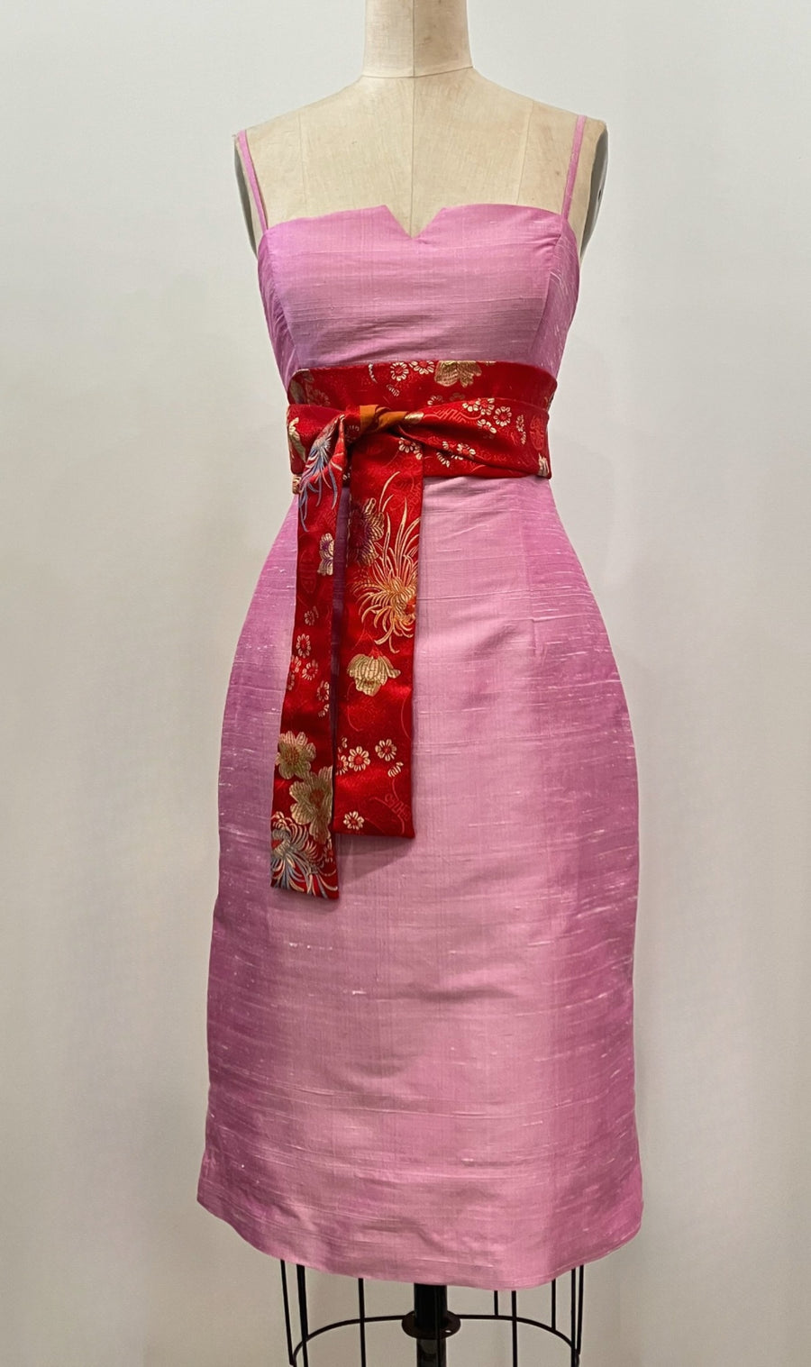 Spaghetti-strap Fitted Shantung Dress