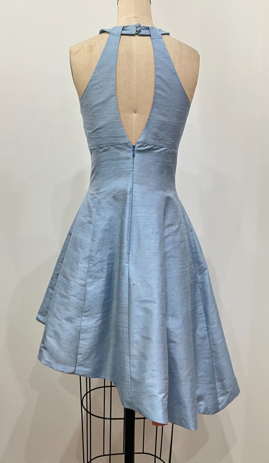 Sky Blue Grecian Halter Mini Dress, size X-small