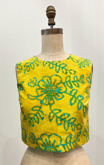 Yellow Batik Crop Top, size X-small