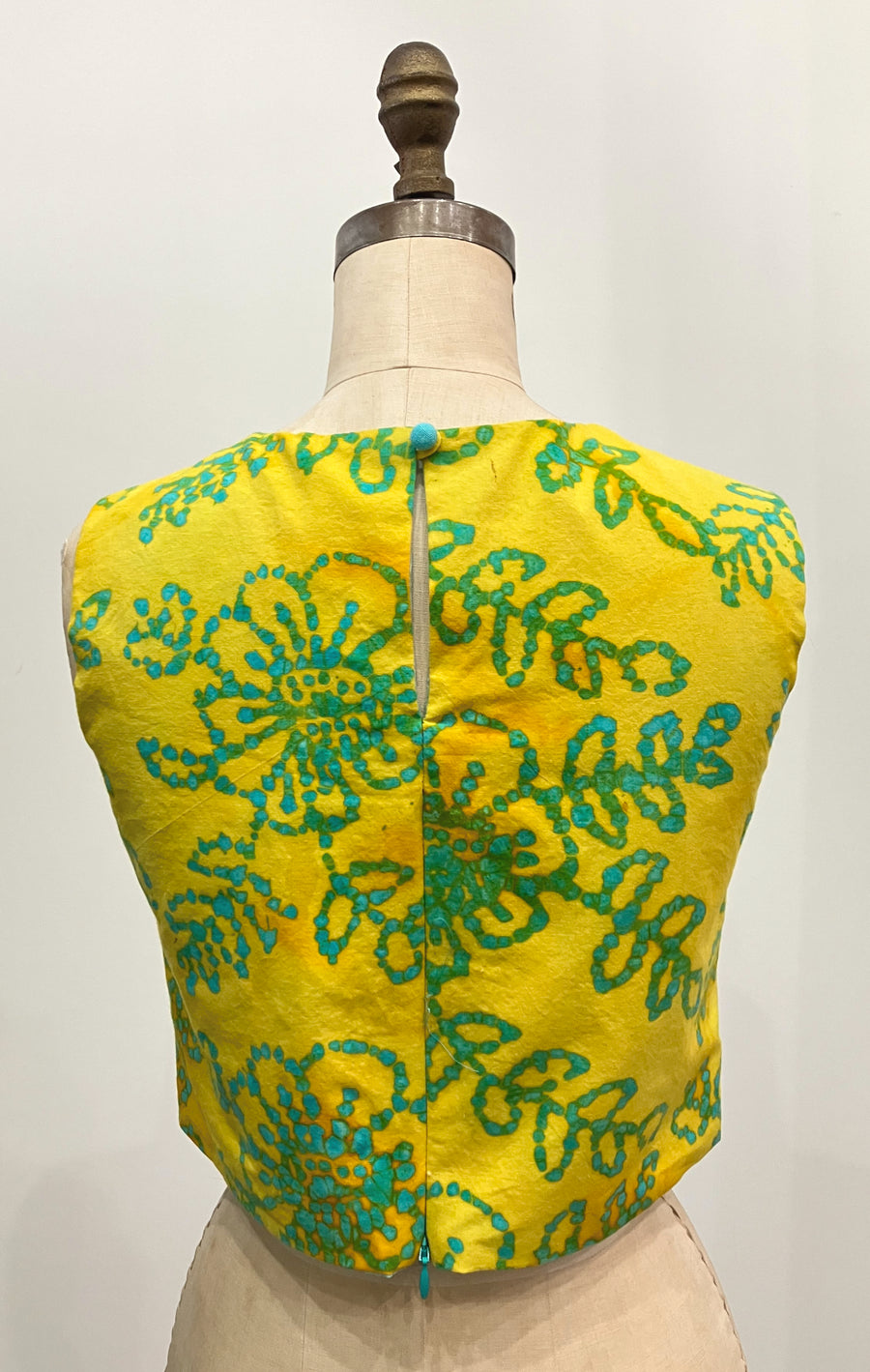 Yellow Batik Crop Top, size X-small
