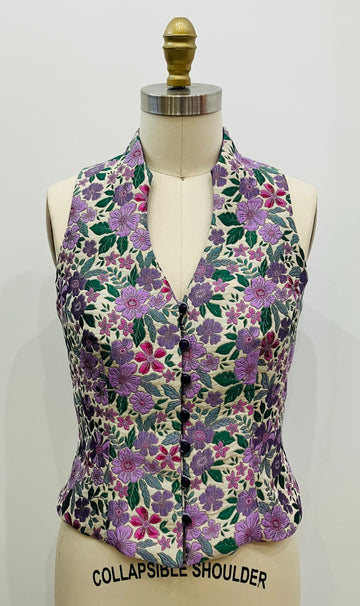 Floral Brocade Fitted Vest