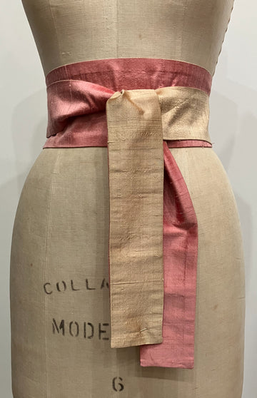 Rose and Gold Shantung Obi Sash