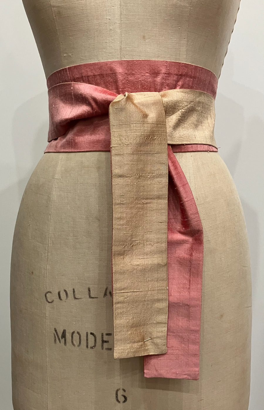 Rose and Gold Shantung Obi Sash
