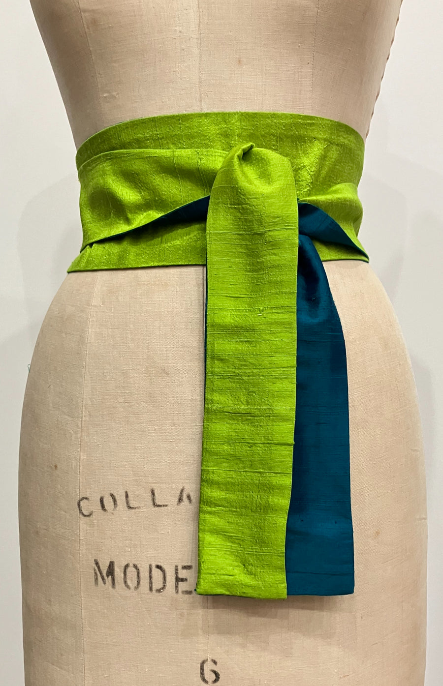 Turquoise and Chartreuse Obi Sash