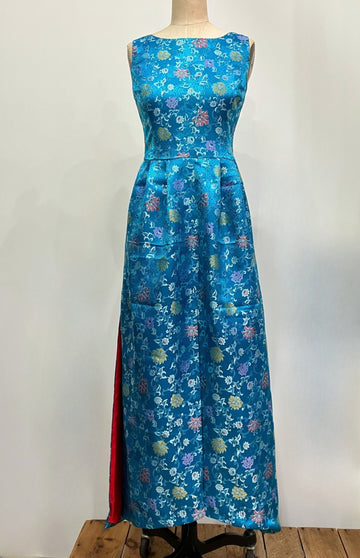 Turquoise Brocade Column Dress, size X-small