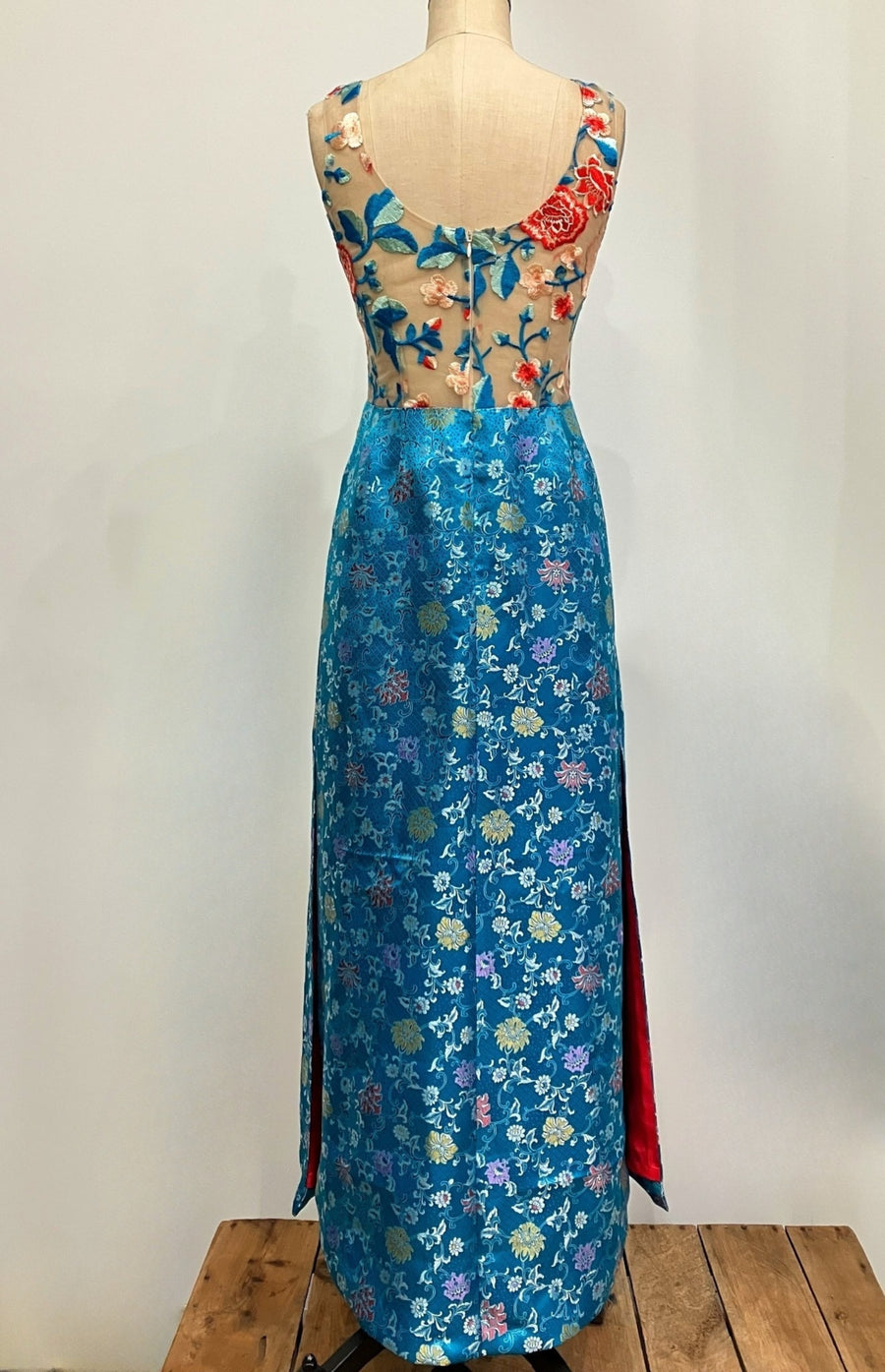 Turquoise Brocade Column Dress, size X-small