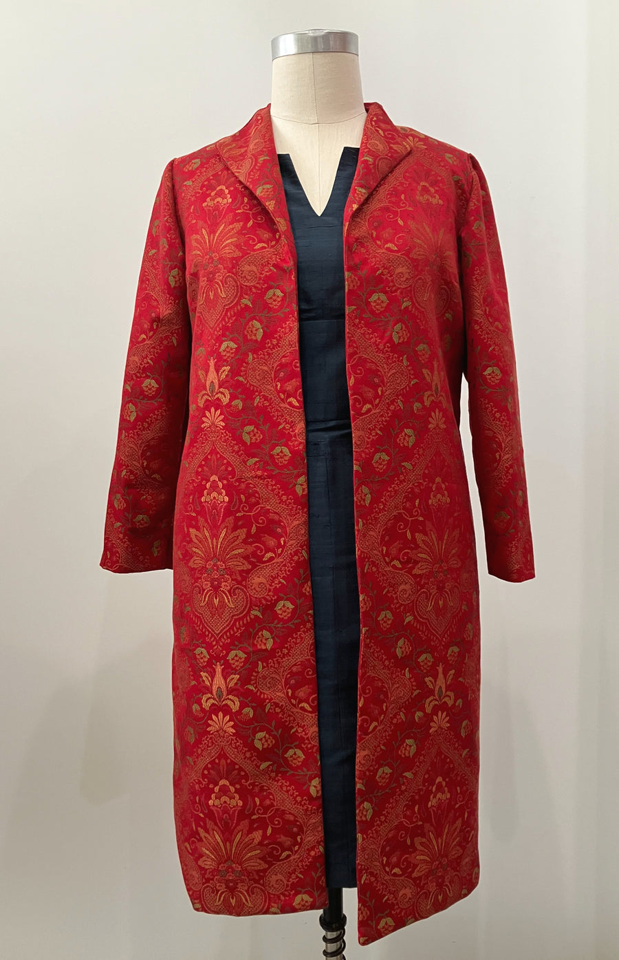 Red Tapestry Mid-length Coat