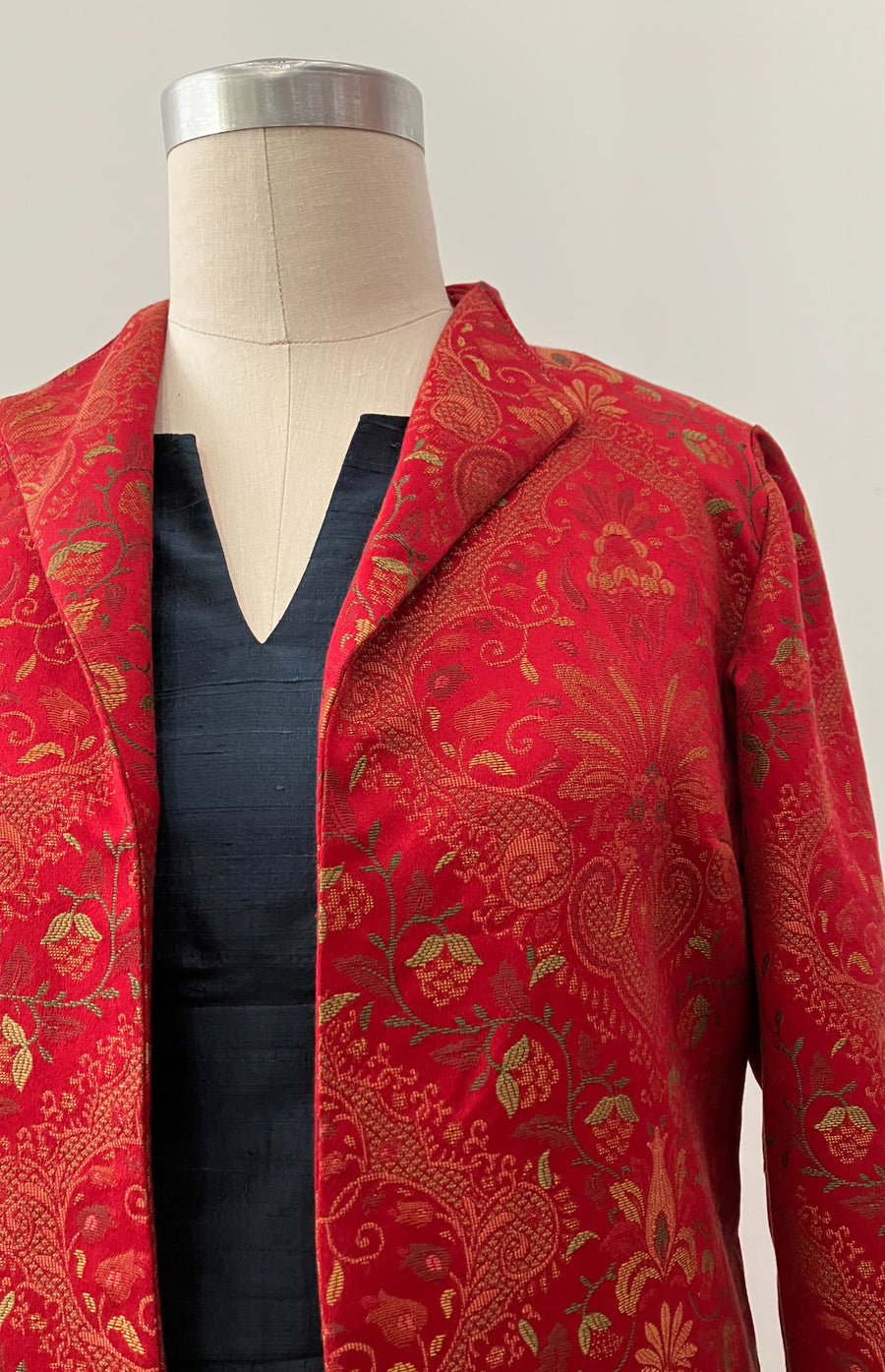 Red Tapestry Mid-length Coat