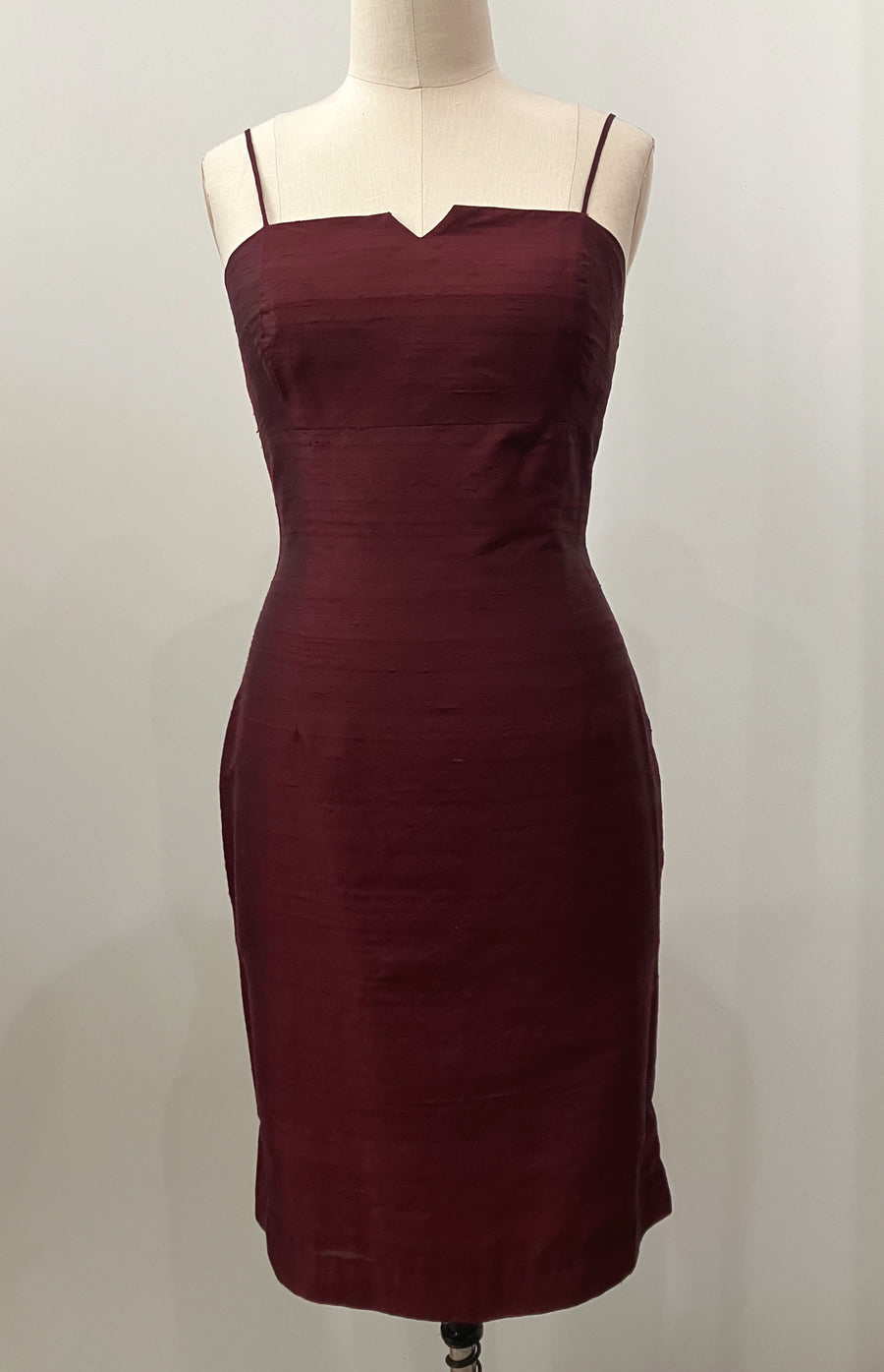 Burgundy Spaghetti-Strap Cocktail Dress, size Large