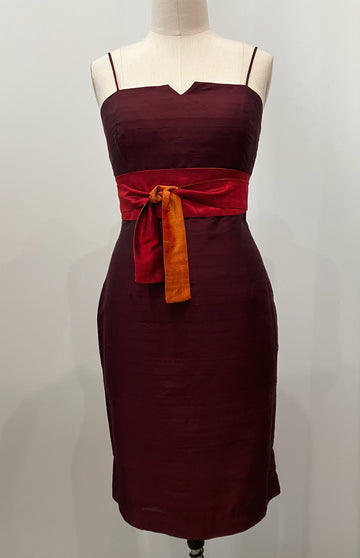 Burgundy Spaghetti-Strap Cocktail Dress, size Large