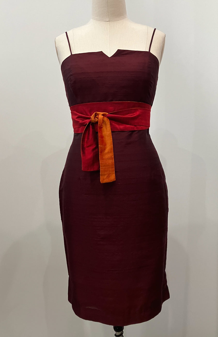 Burgundy Spaghetti-Strap Cocktail Dress, size Large