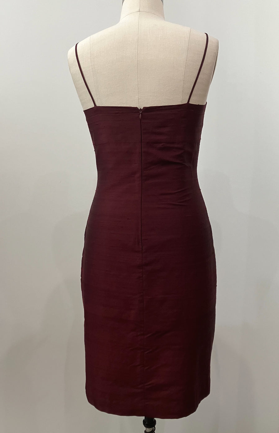 Burgundy Spaghetti-Strap Cocktail Dress, size Large