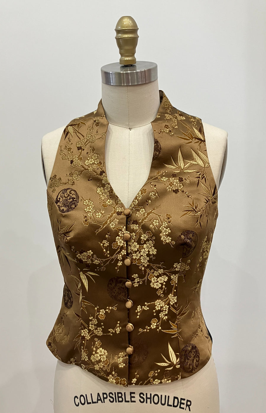 Copper Brocade Fitted Vest, size Medium