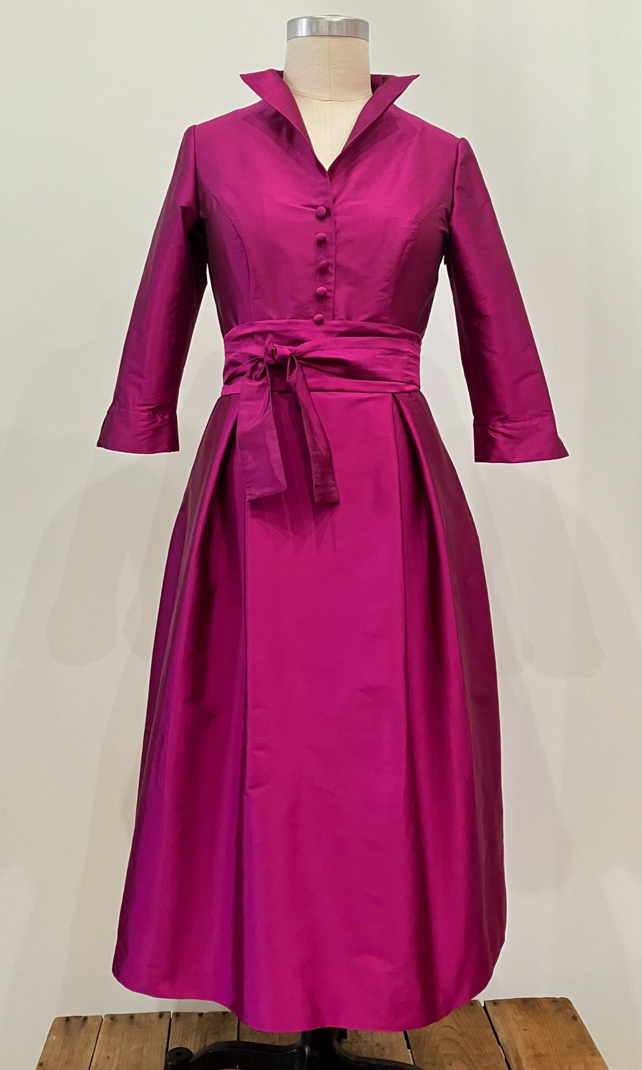 Washable Taffeta Tea-length Shirtdress Washable Taffeta Tea-length Shirtdress