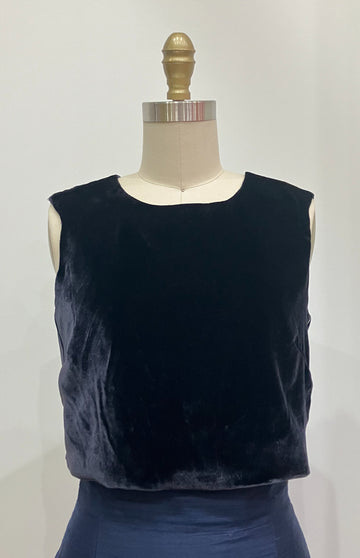 Navy Velvet Crop Top