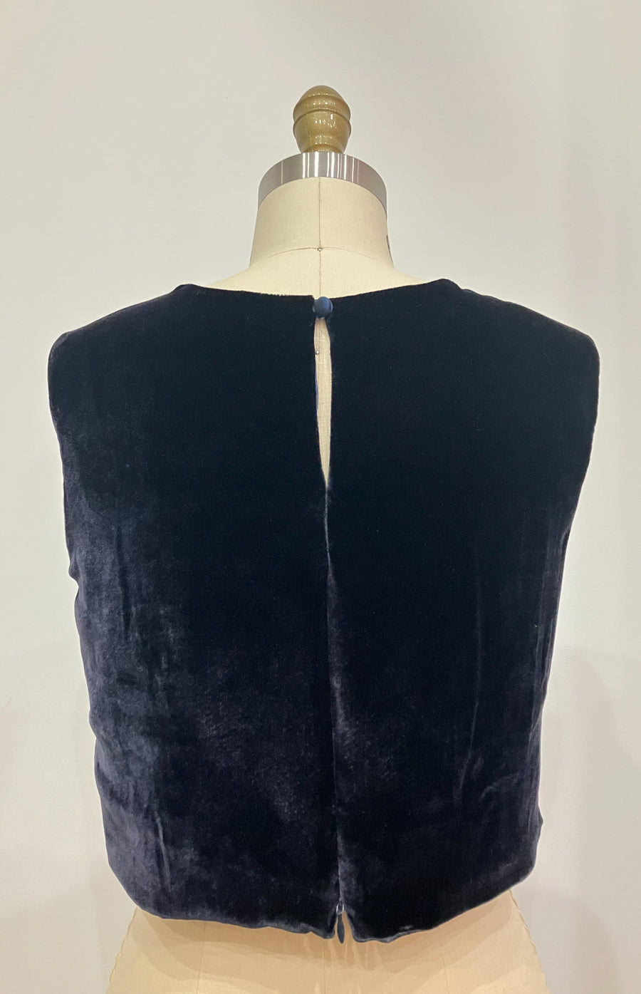 Navy Velvet Crop Top