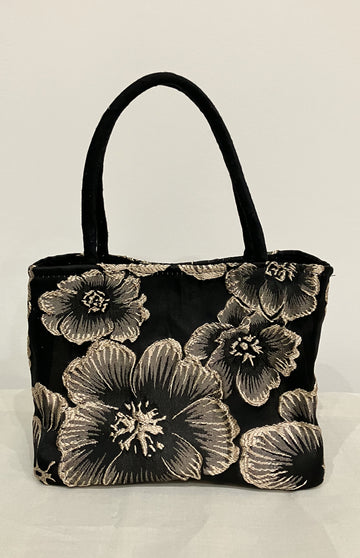 Black & Gold Floral Mini Tote