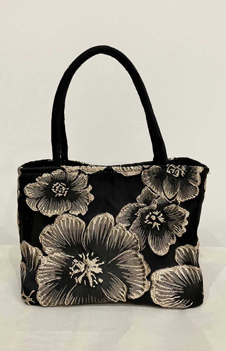 Black & Gold Floral Mini Tote