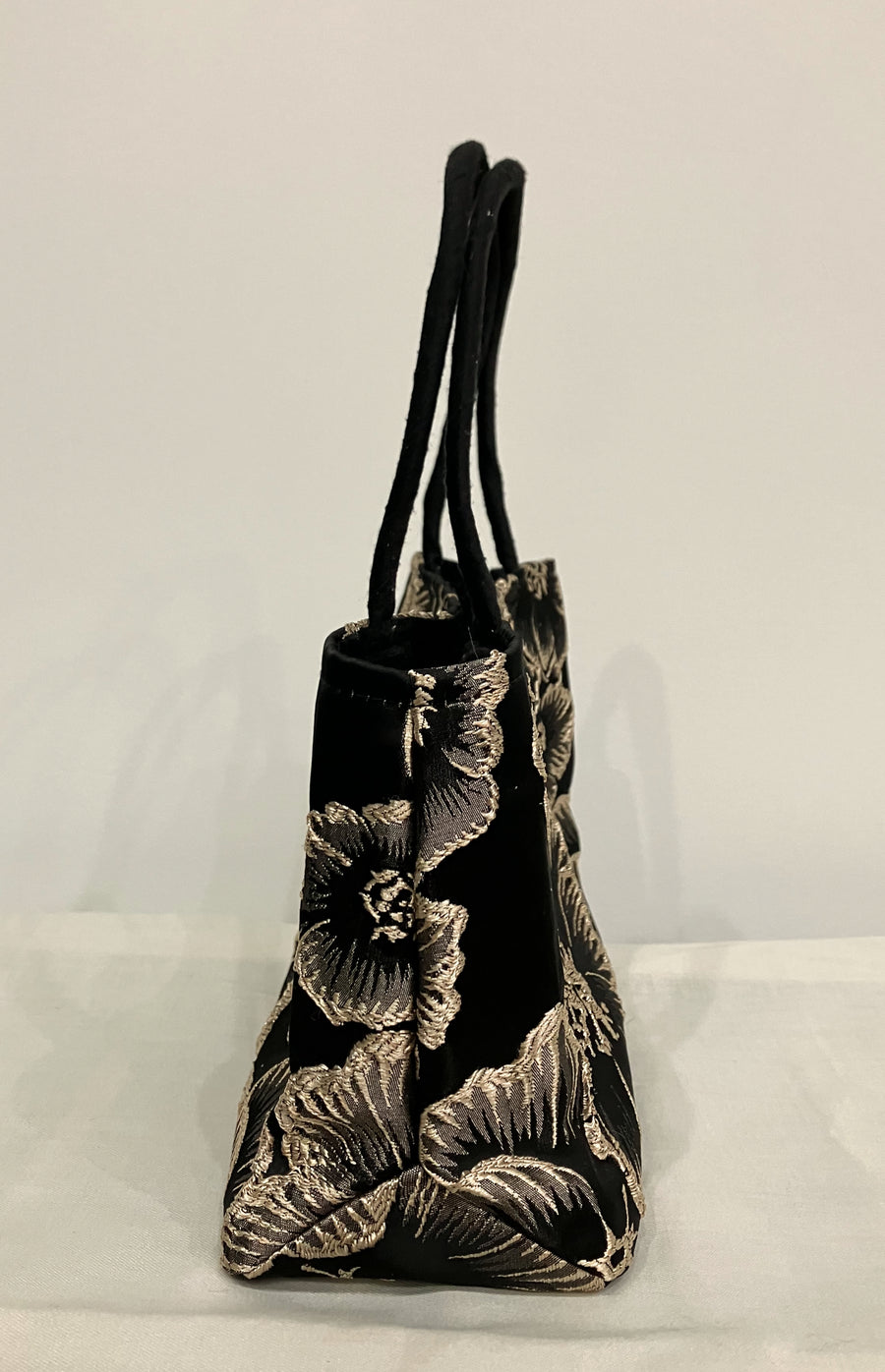 Black & Gold Floral Mini Tote