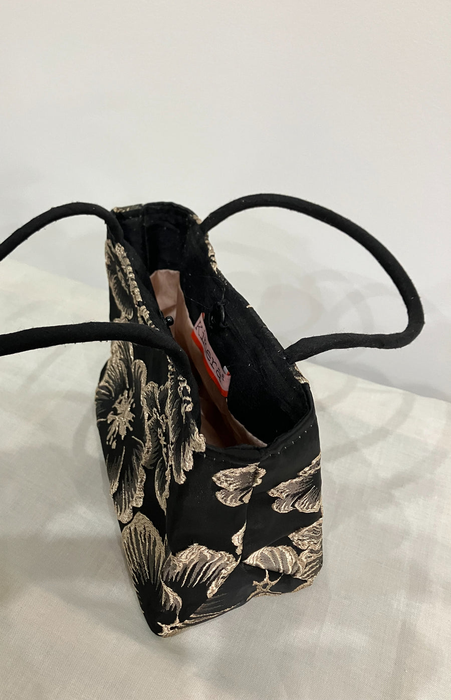 Black & Gold Floral Mini Tote