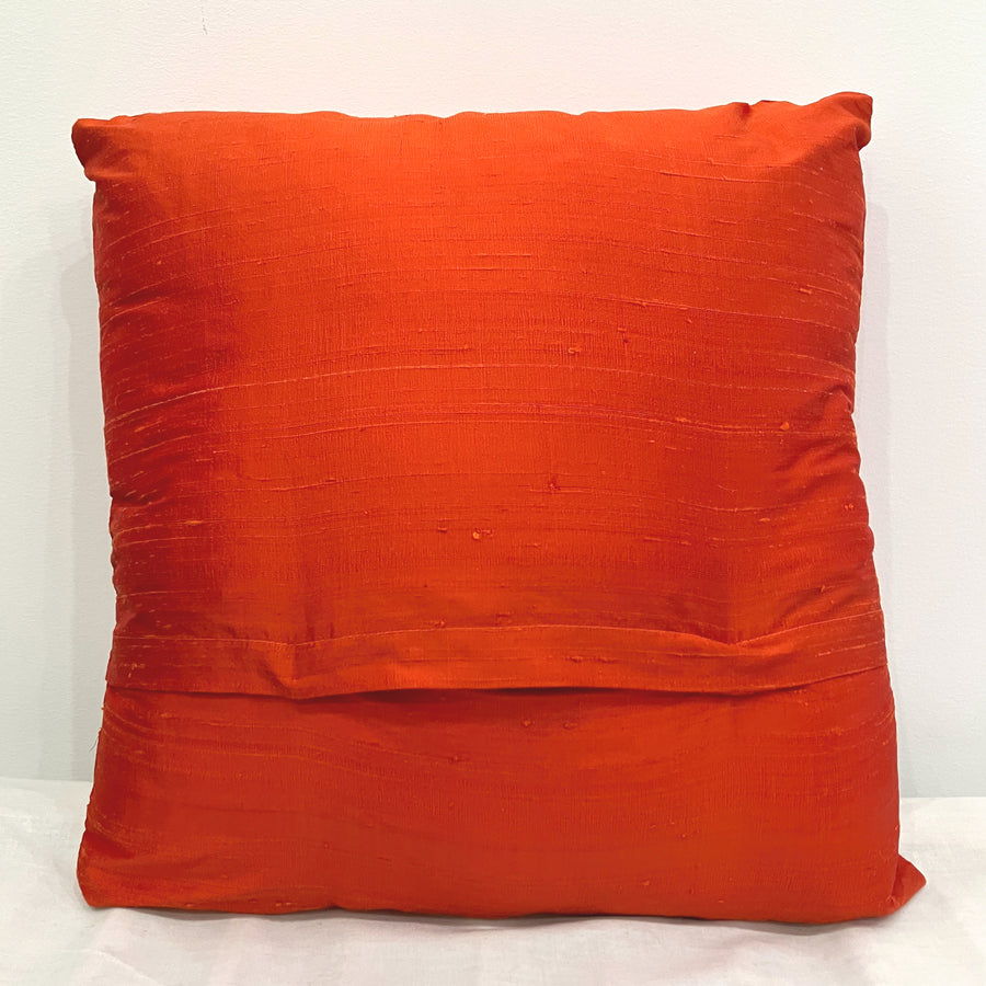 Pumpkin & Slate Blue Shantung Pillow Cover