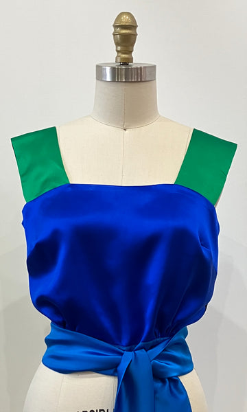 Color-block Silk Apron Top, size Medium
