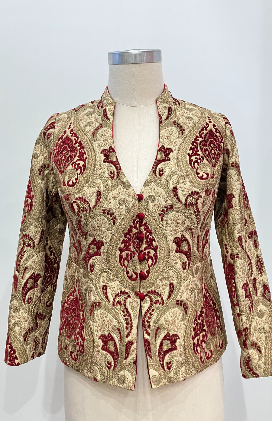 Gold & Burgundy Brocade Jacket, size Large