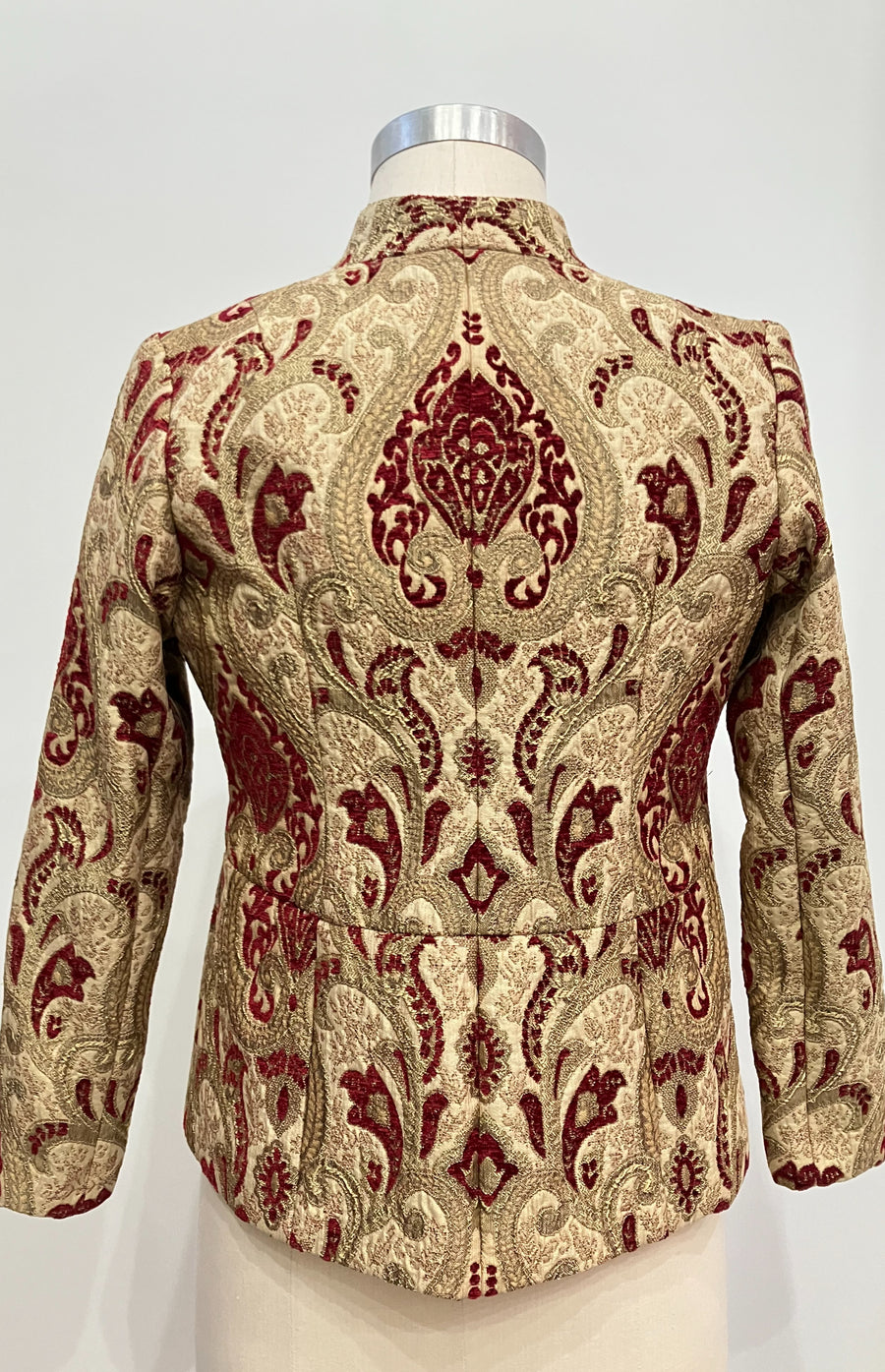 Gold & Burgundy Brocade Jacket, size Large