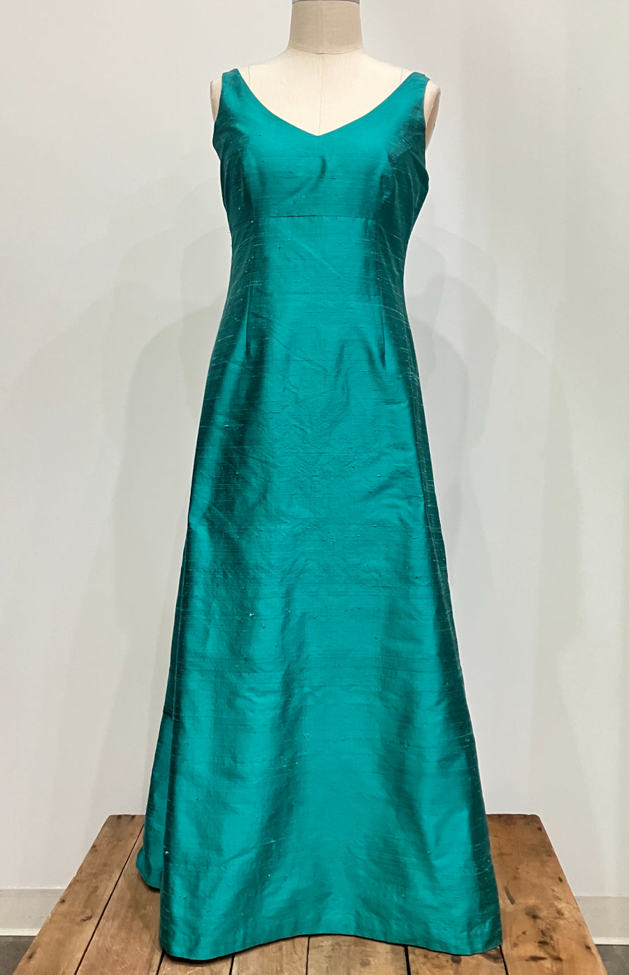 Turquoise V-neck Fishtail Dress, size Large