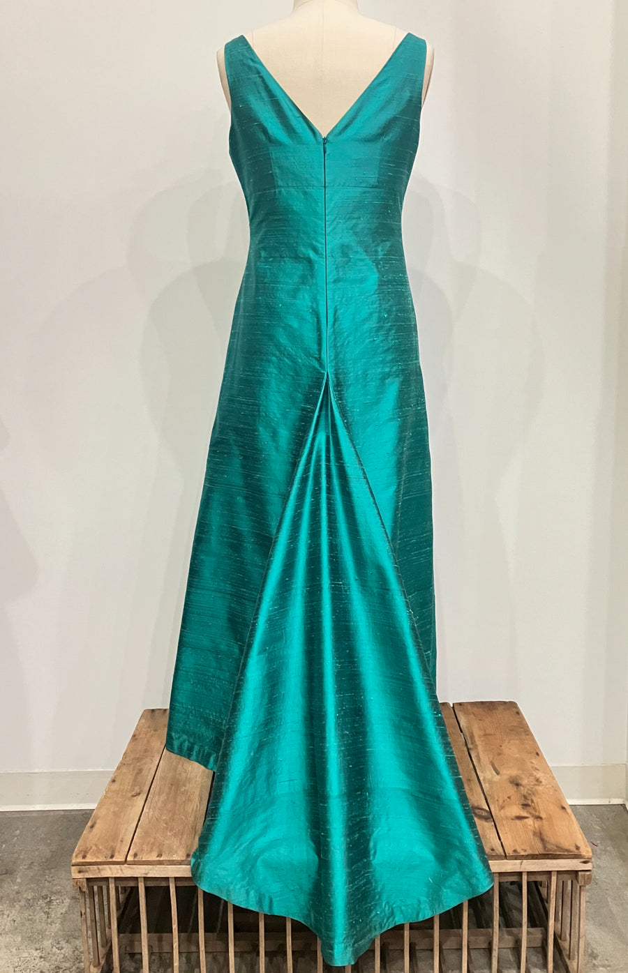 Turquoise V-neck Fishtail Dress, size Large